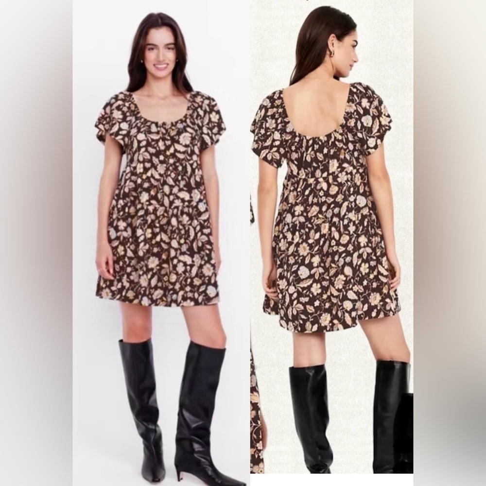 NWT OLD NAVY FLORAL TIERED SWING DRESS Sz.XL. FLUTTER SLEEVES, LOOSE FIT